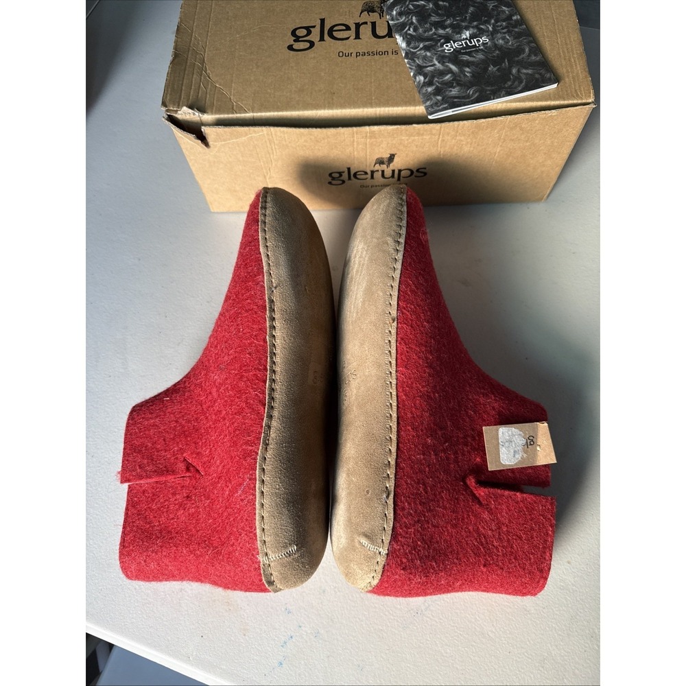 Glerups Felted Wool Ankle Boots w/Rubber Soles Sz EU 45 US 11 Cranberry DENMARK - Picture 4 of 7